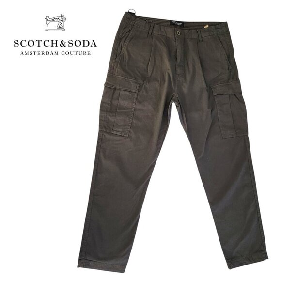 SCOTCH & SODA Pleated Cotton Cargo Pants khaki W36 L32 - Picture 1 of 15